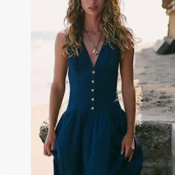 Free People linen blend Best Dressed midi dress - Picture 6 of 10